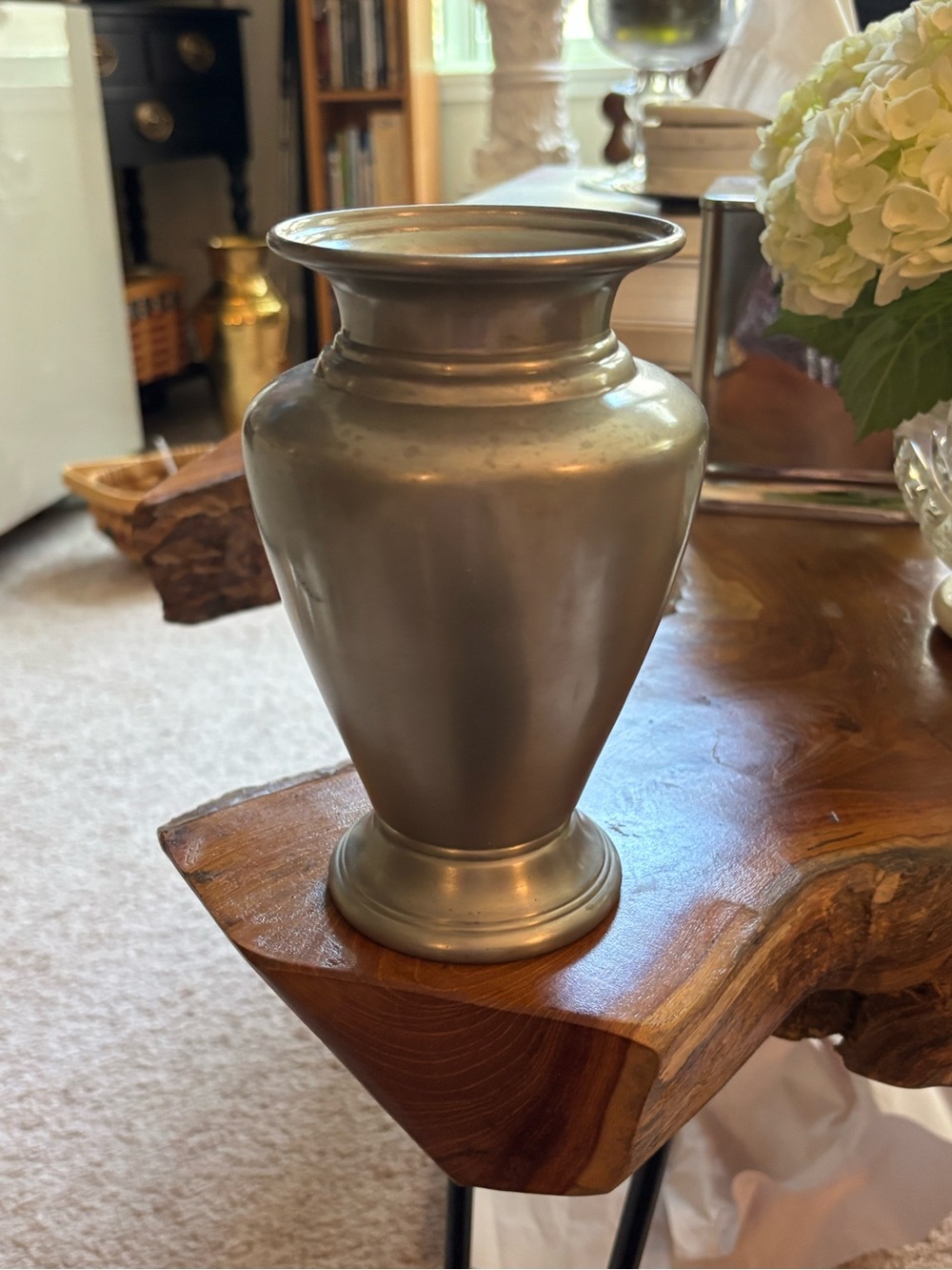 Restoration hardware pewter colored metal vase